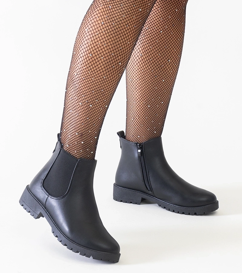 Botine casual clasice negre din piele ecologică Salara.