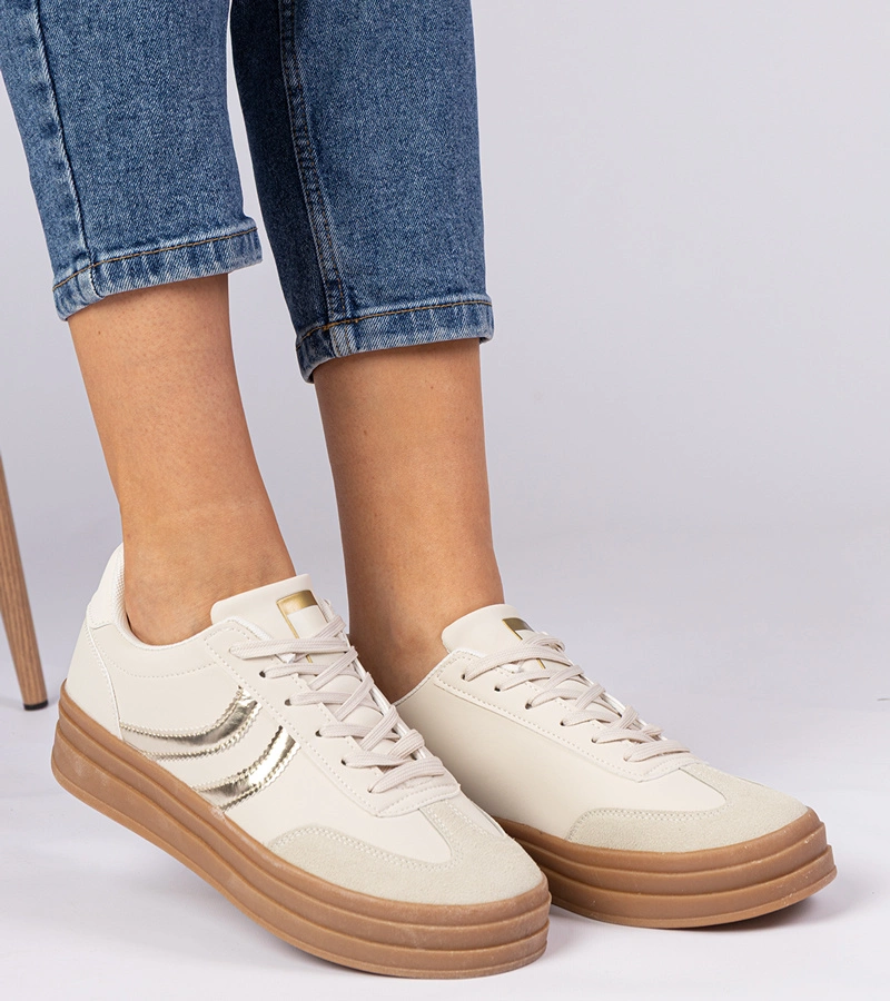 Adidași bej damă cu detalii aurii Melly