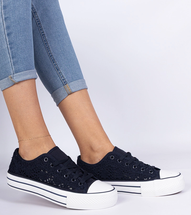 Pantofi sport bleumarin de damă perforați Fernansis