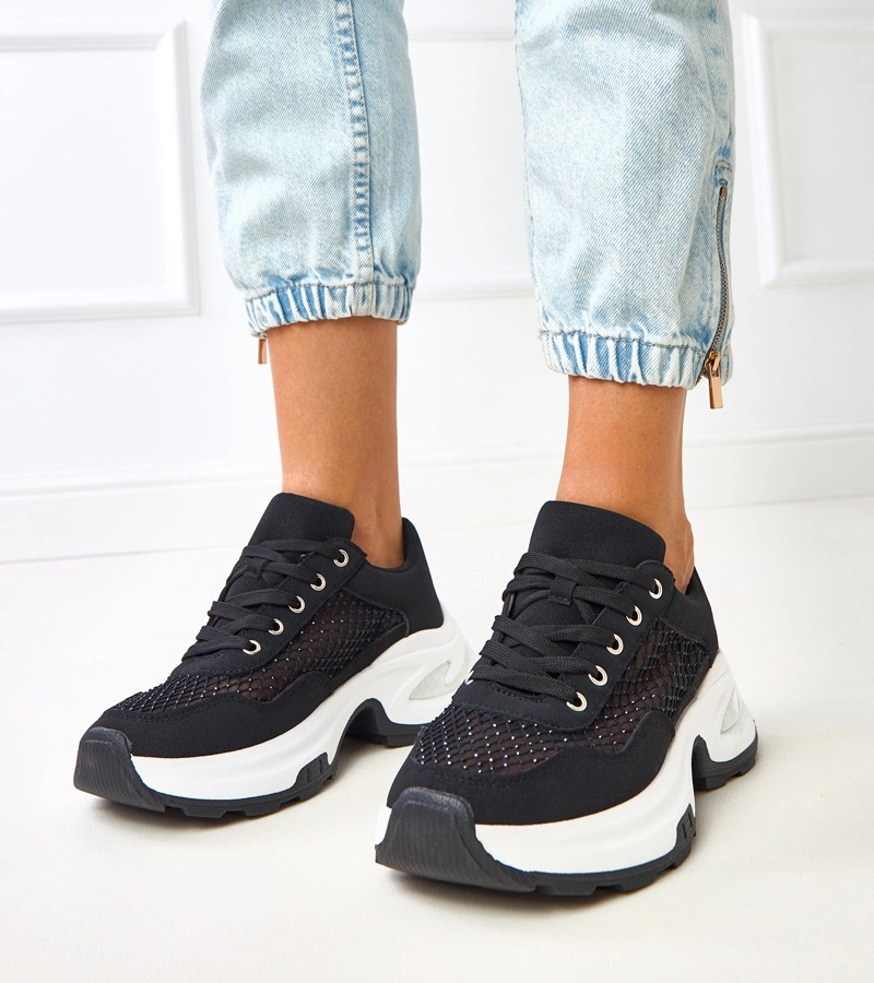 Adidași negri pe platformă cu zirconii Inga