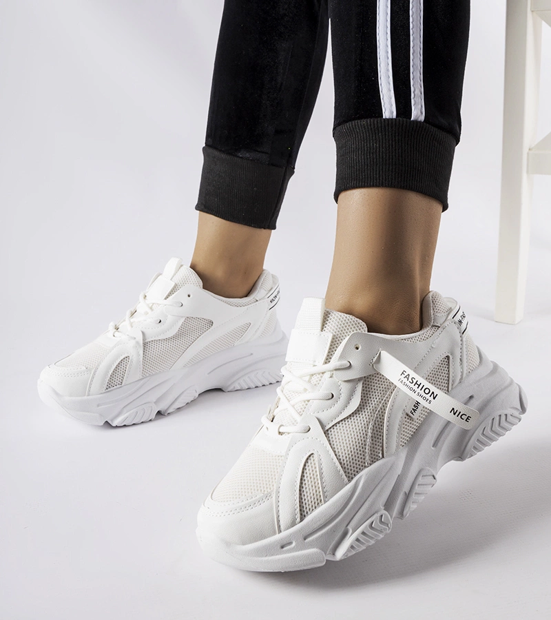 Adidași albi cu talpă groasă Fida