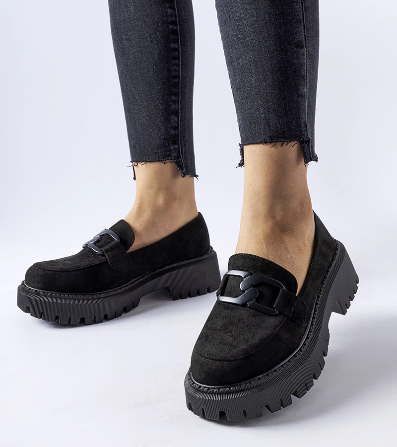 Mocasini negri din piele ecologică Worth