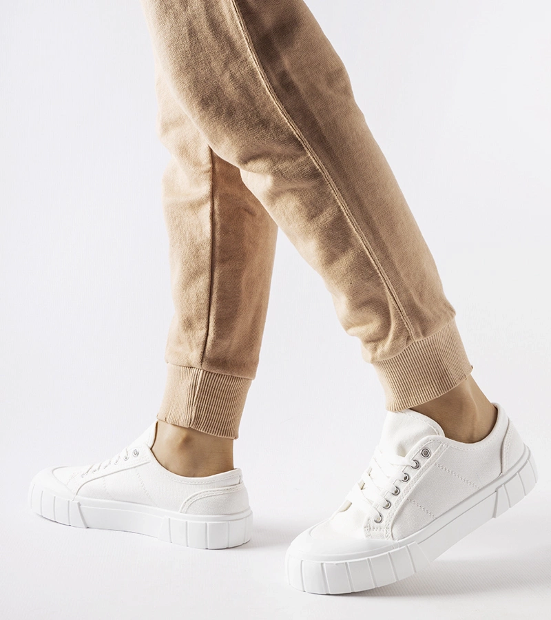 Tenisi albi cu talpă groasă Egidio