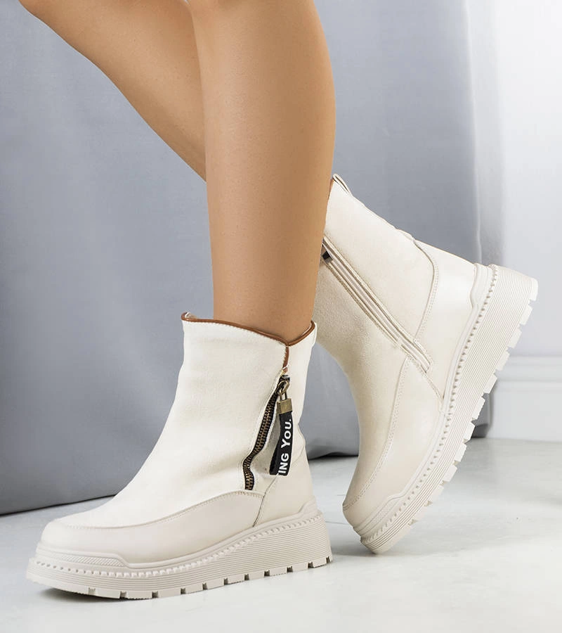 Cizme cu platformă izolată bej Niklas