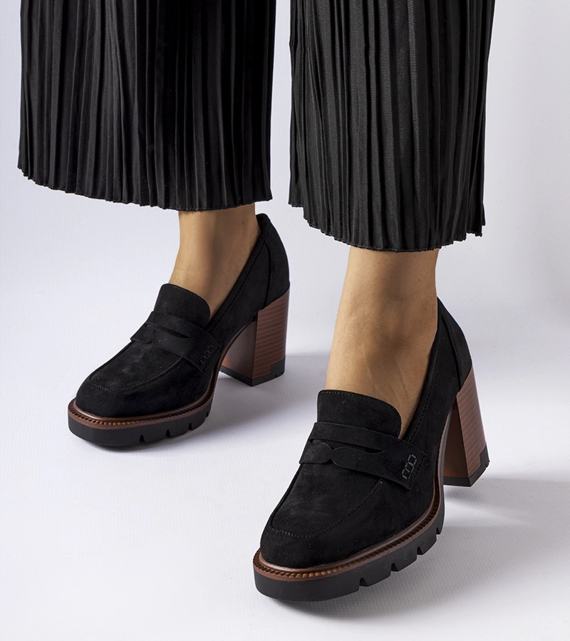 Pantofi negri cu talpă din piele Vinceza