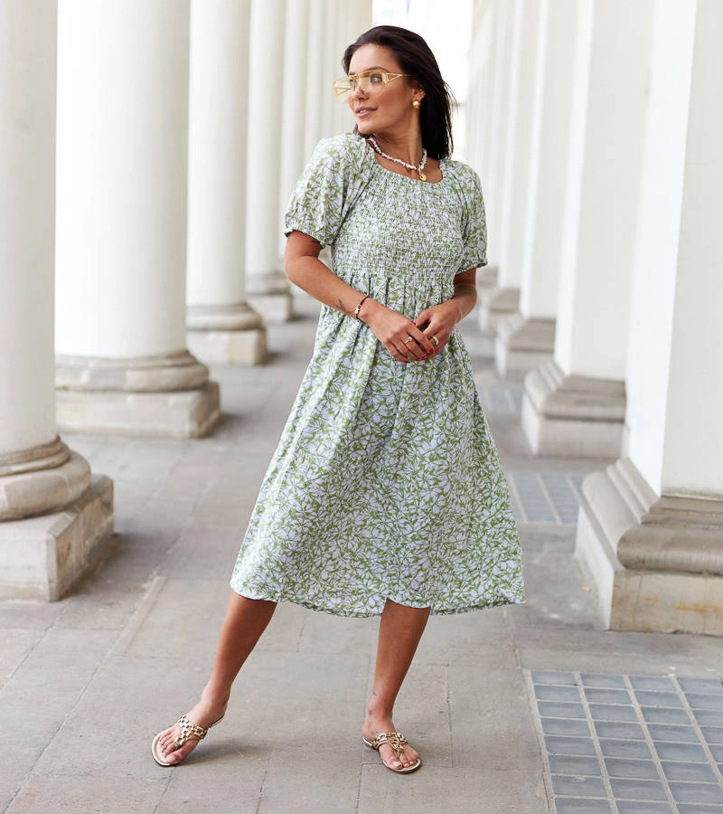 Rochie verde cu flori Edoardo