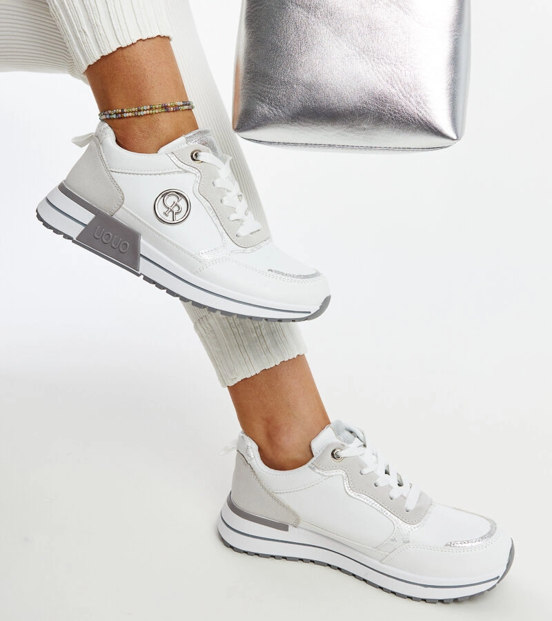 Sneakers alb-gri pe platforma Sinika