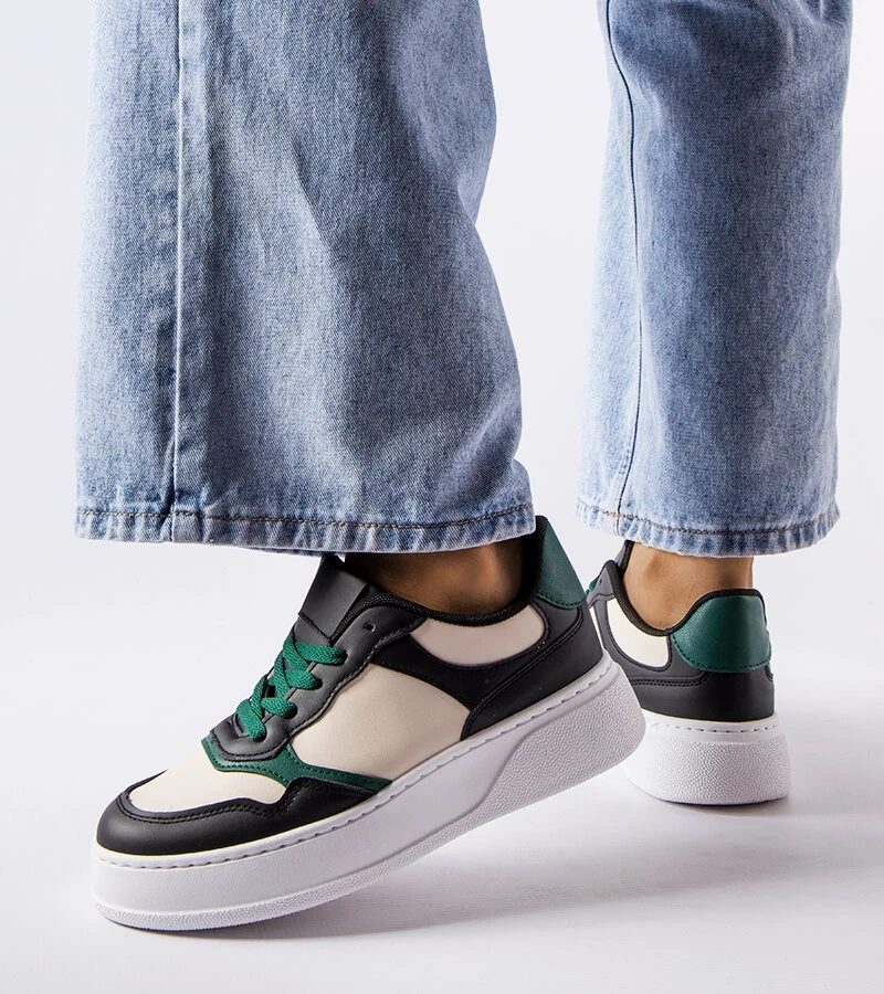 Adidași cu platformă Baron negru și verde