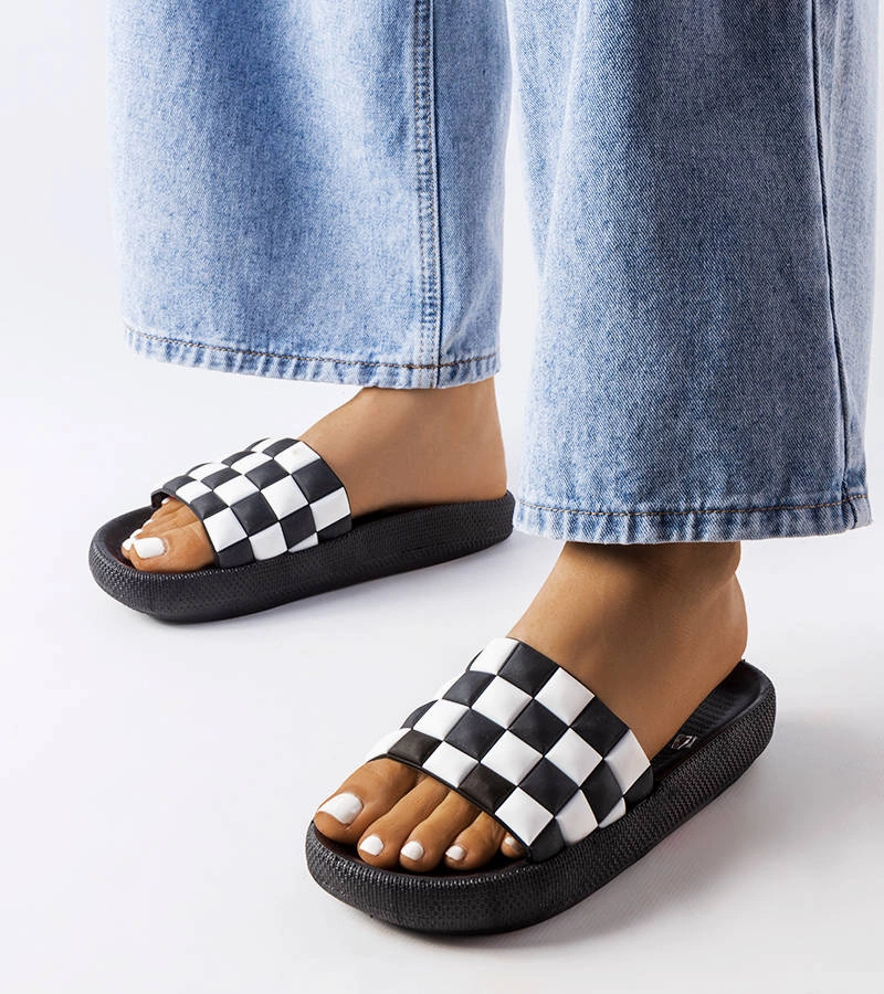 Șlapi negri cu platformă din cauciuc de la Elin