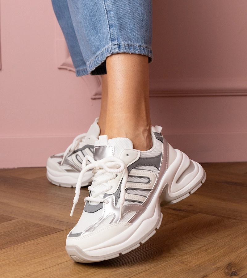 Sneakers albi sport cu talpă masivă Aries