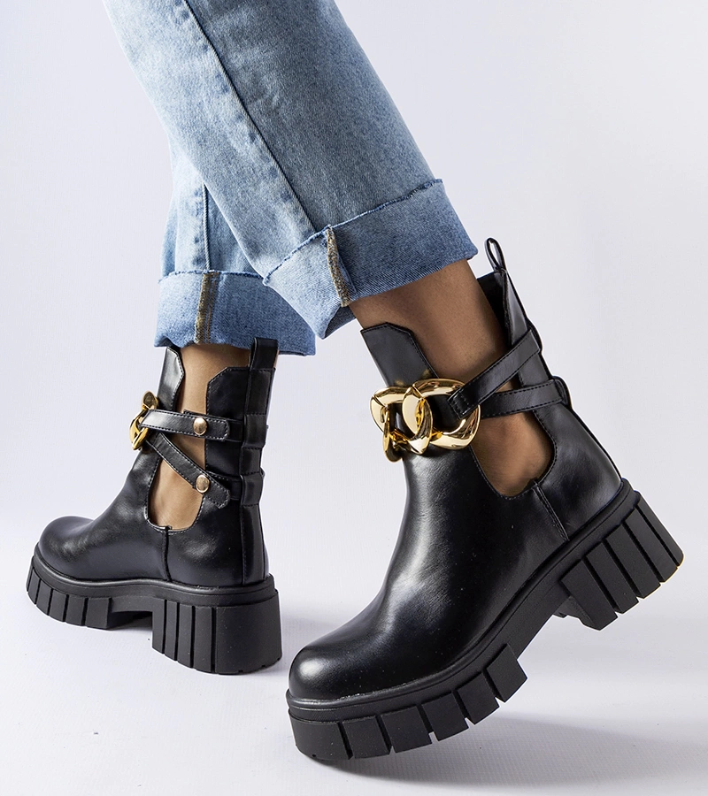 Cizme negre cu lanț Lancaster