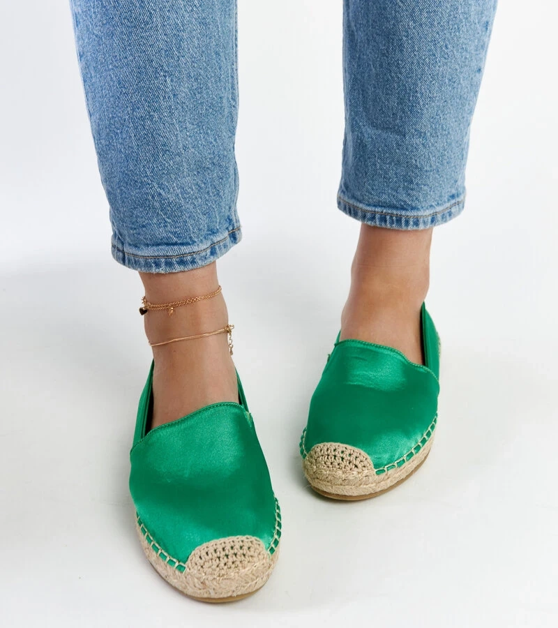 Espadrile verzi cu sclipici pe platforma Caithlin