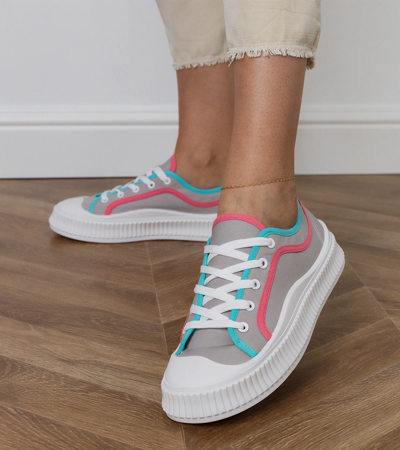 Adidași gri de damă pe platformă Salis