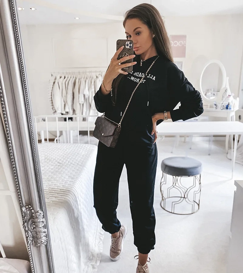 Set negru din 2 piese cu glugă Alcide