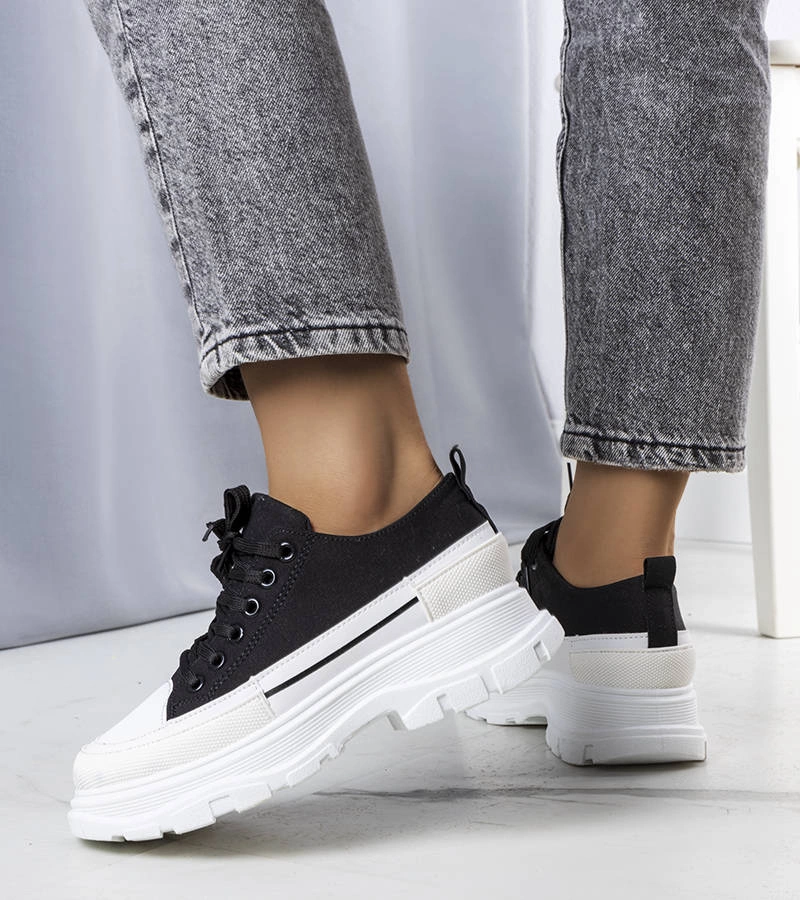 Lavaris - pantofi de sport negri cu platformă înaltă