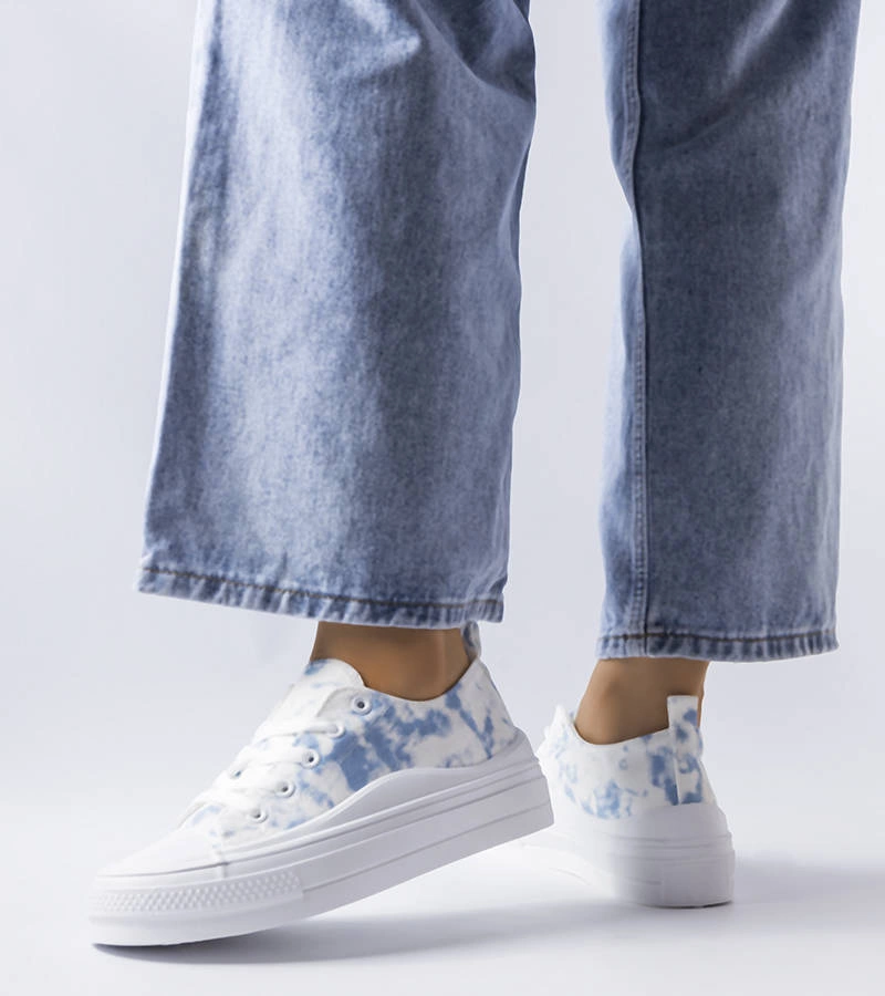 Pantofi de sport albi cu accent albastru Blais