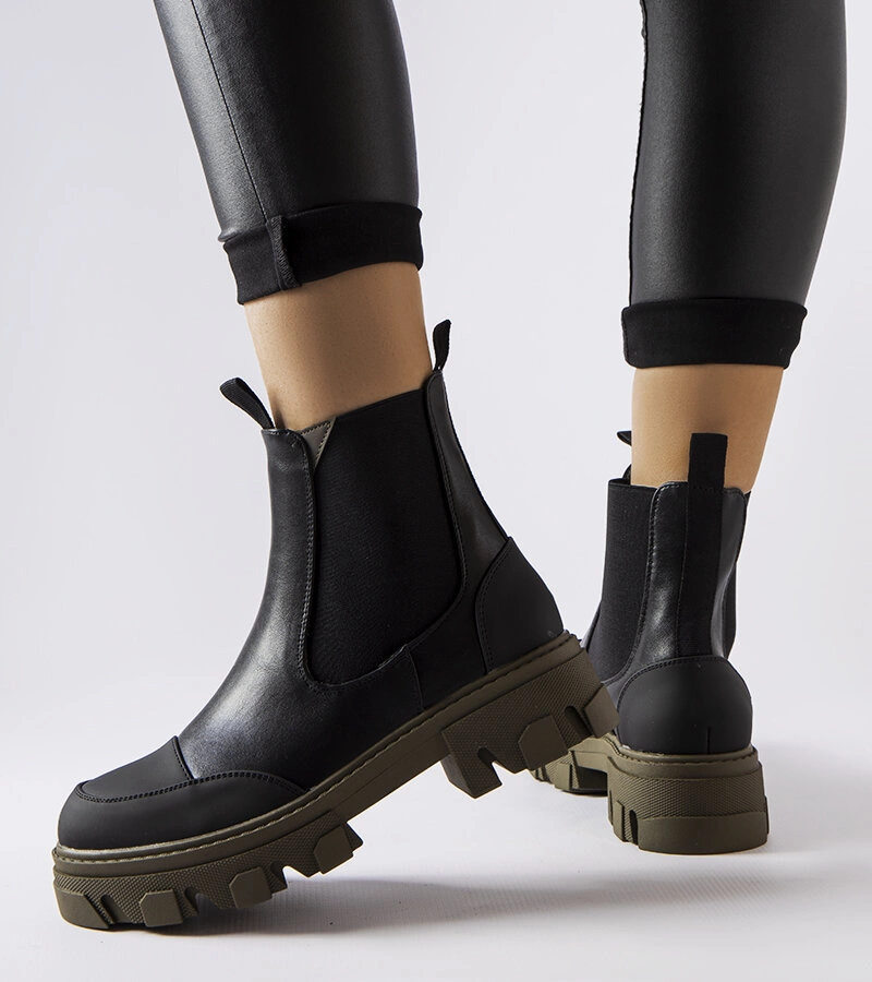 Cizme cu baretă neagră și verde Sibyla