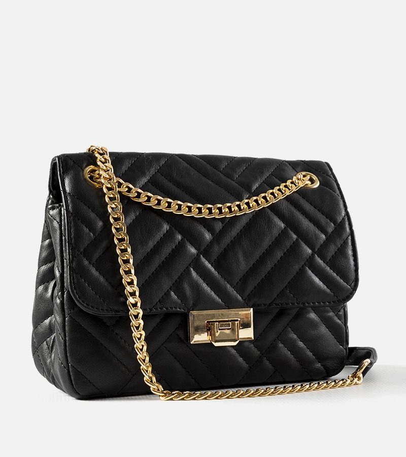 Geantă de umăr neagră matlasată Farmers