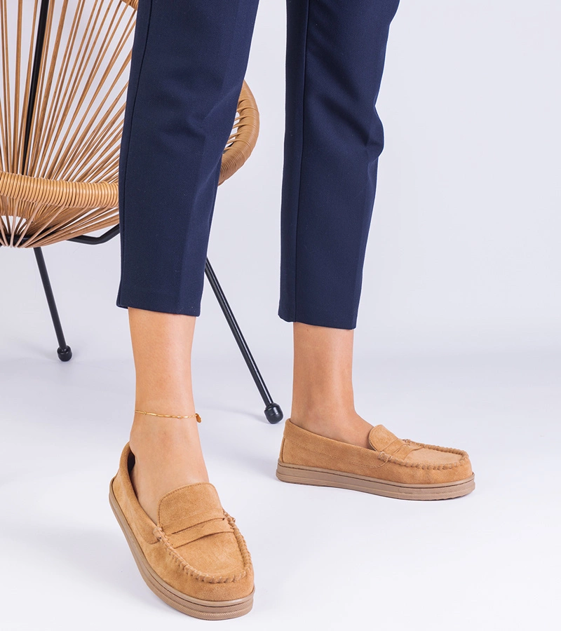 Mocasini de damă maro din piele ecologică întoarsă Sevilia