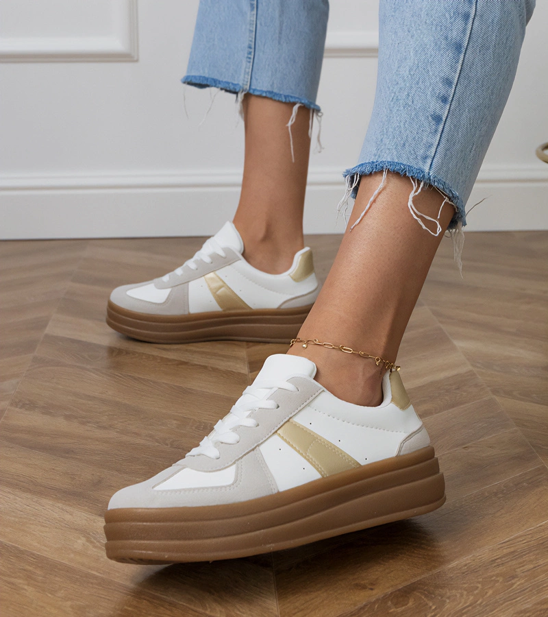 Adidași albi de damă pe platformă Serila