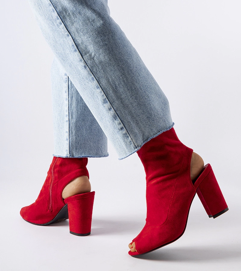 Cizme roșii cu toc stiletto P1AX3701-20 ROȘU