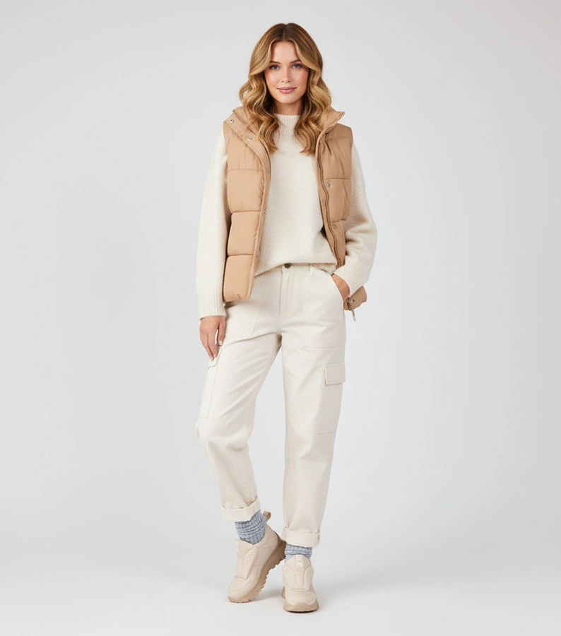 Cizme de zăpadă bej pentru femei cu închidere velcro Penny