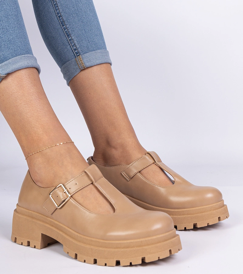 Pantofi maro din piele ecologică cu platformă Belever