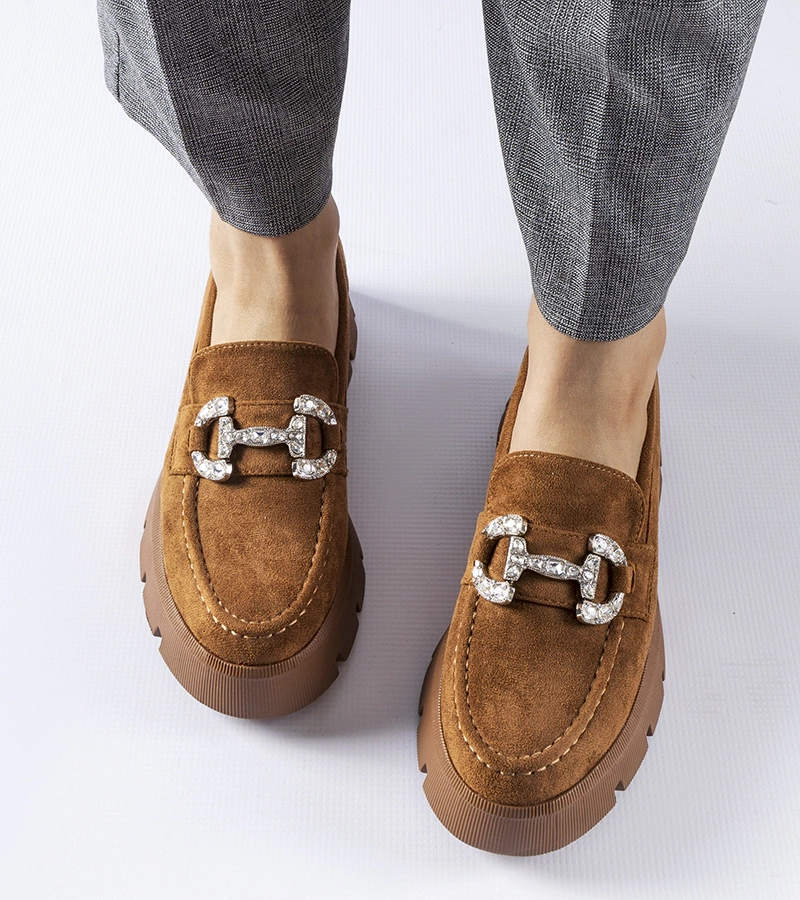 Mocasini maro cu strasuri Giacomo