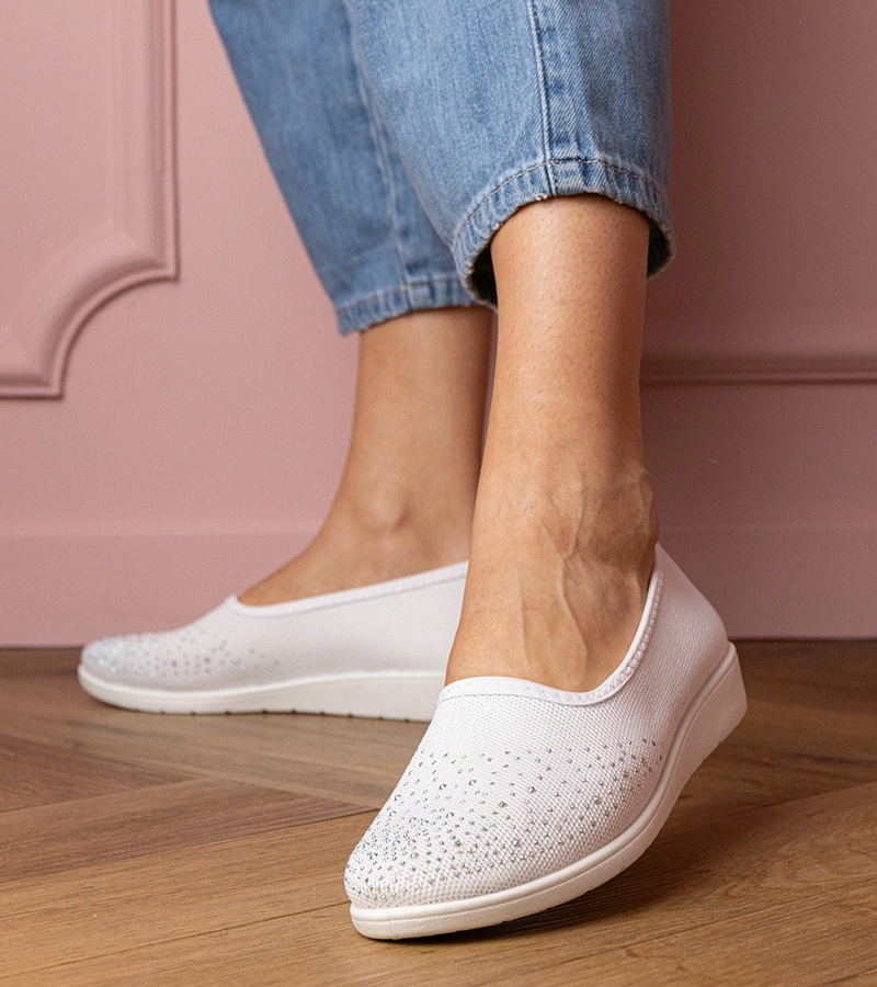 Tenisi albi de damă cu zirconii Luizet