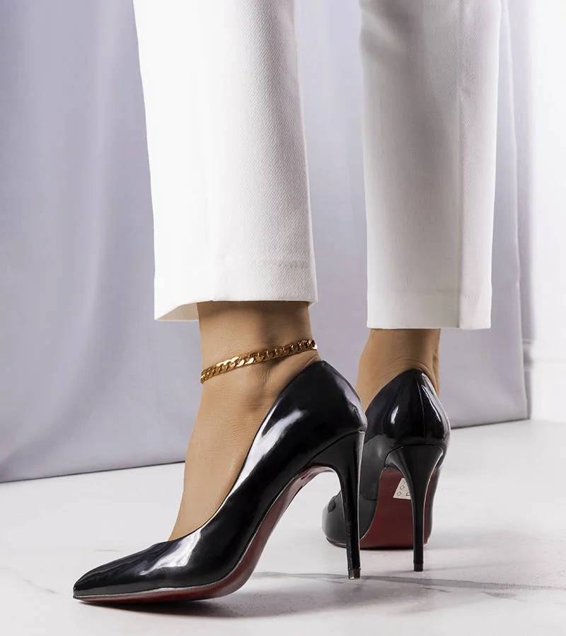 Pantofi stiletto Zayd lăcuiți negri