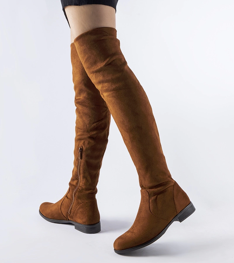 Cizme lungi maro calduroase din piele ecologica Scandale