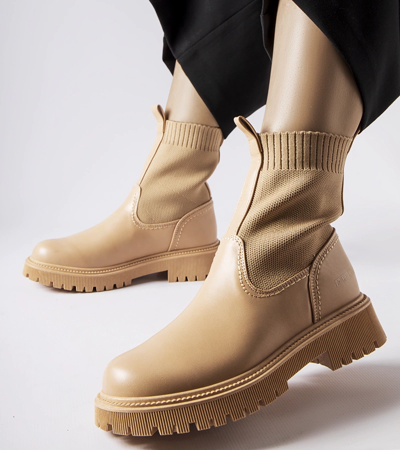 Botine bej din piele ecologică Big Star MM274542