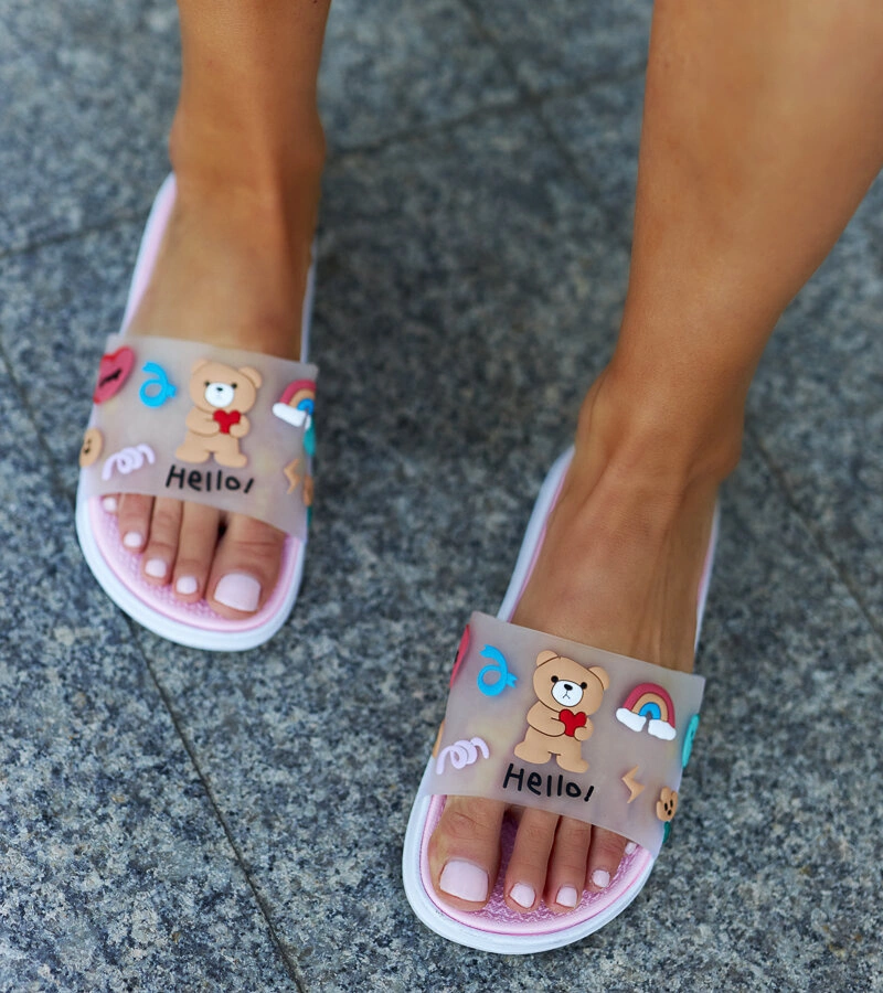 Papuci roz cu tija de cauciuc Diaspa