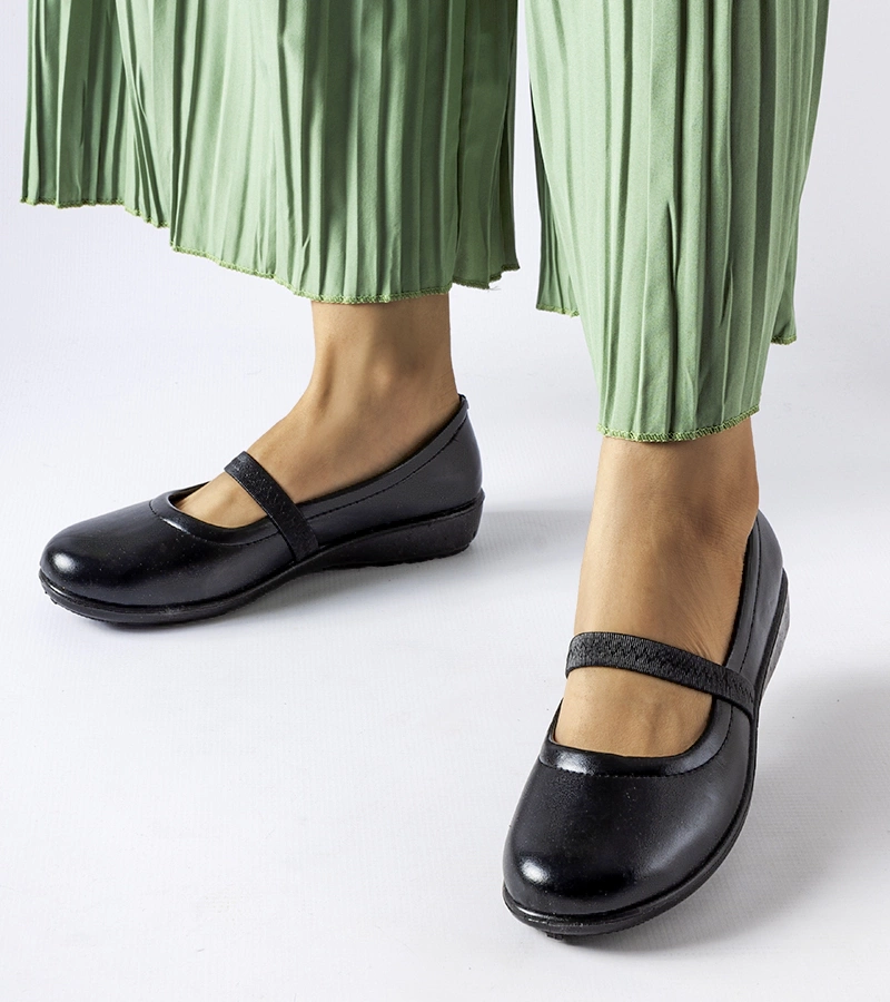 Balerini negri Oakland cu talpă de cauciuc