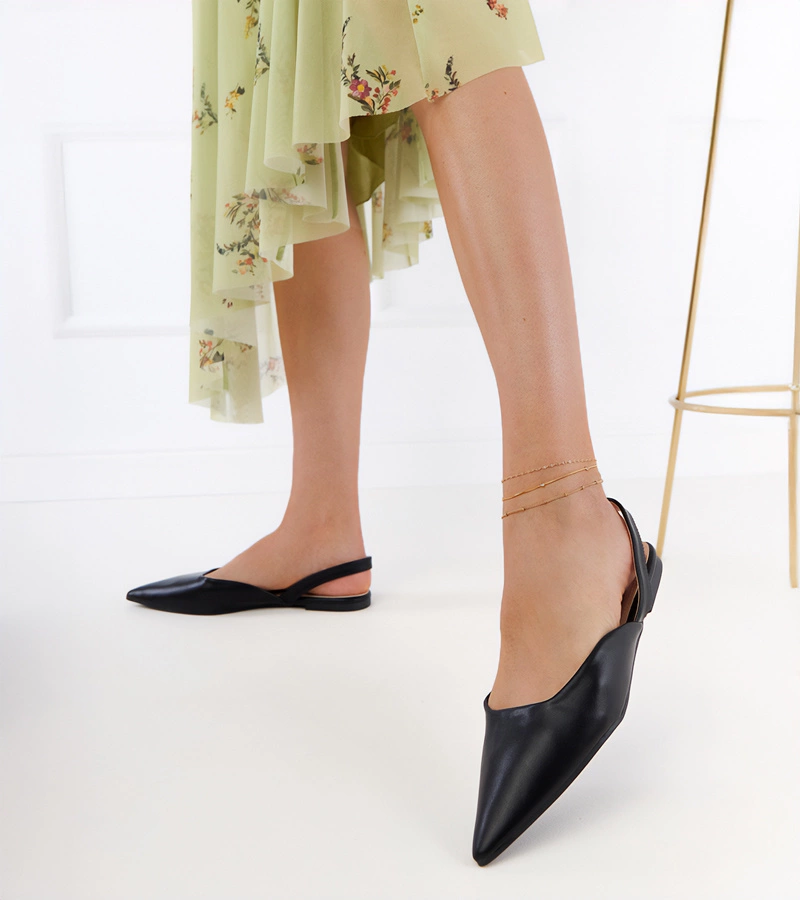 Balerini negri cu toc jos Keliya