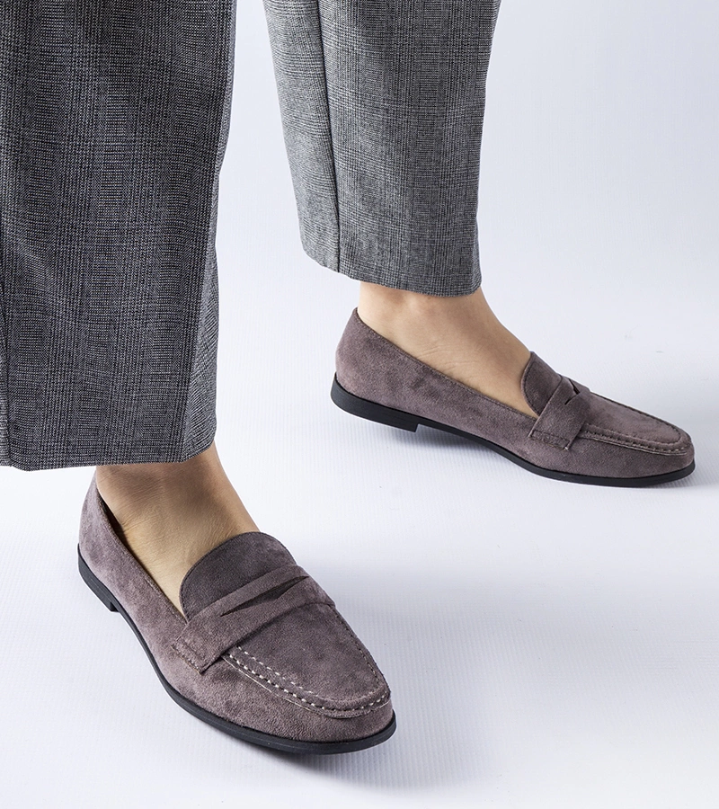 Mocasini din eco-suede de culoare gri închis Medford