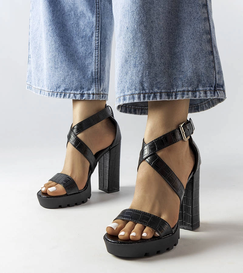 Sandale cu stiletto înalt Trépanier negre