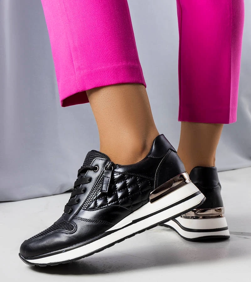 Goulet adidași negri din material combinat