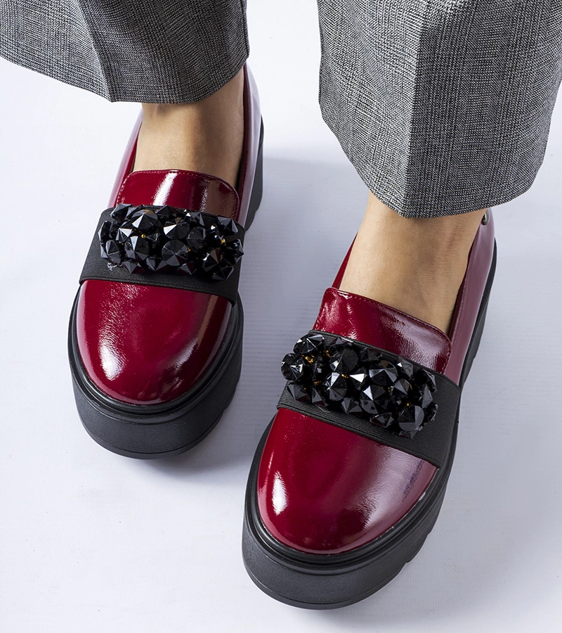 Pantofi lacuite bordo cu platforma Edma