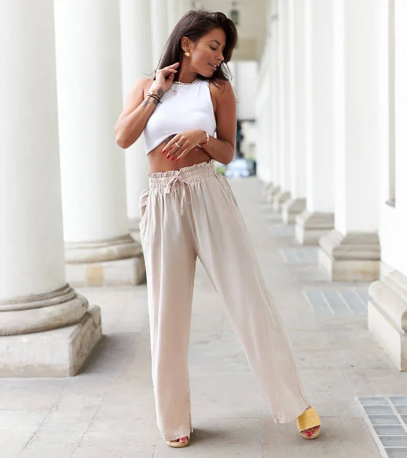 Pantaloni maro cu croială largă Pisan