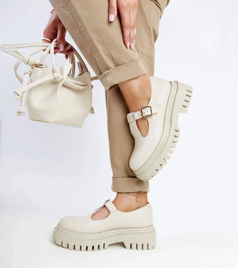 Pantofi de piele bej Karino