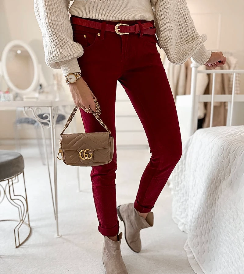 Pantaloni Chevrette din țesătură maro