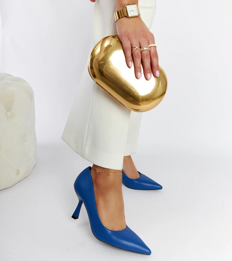 Pantofi cu toc mic albaștri Nixon