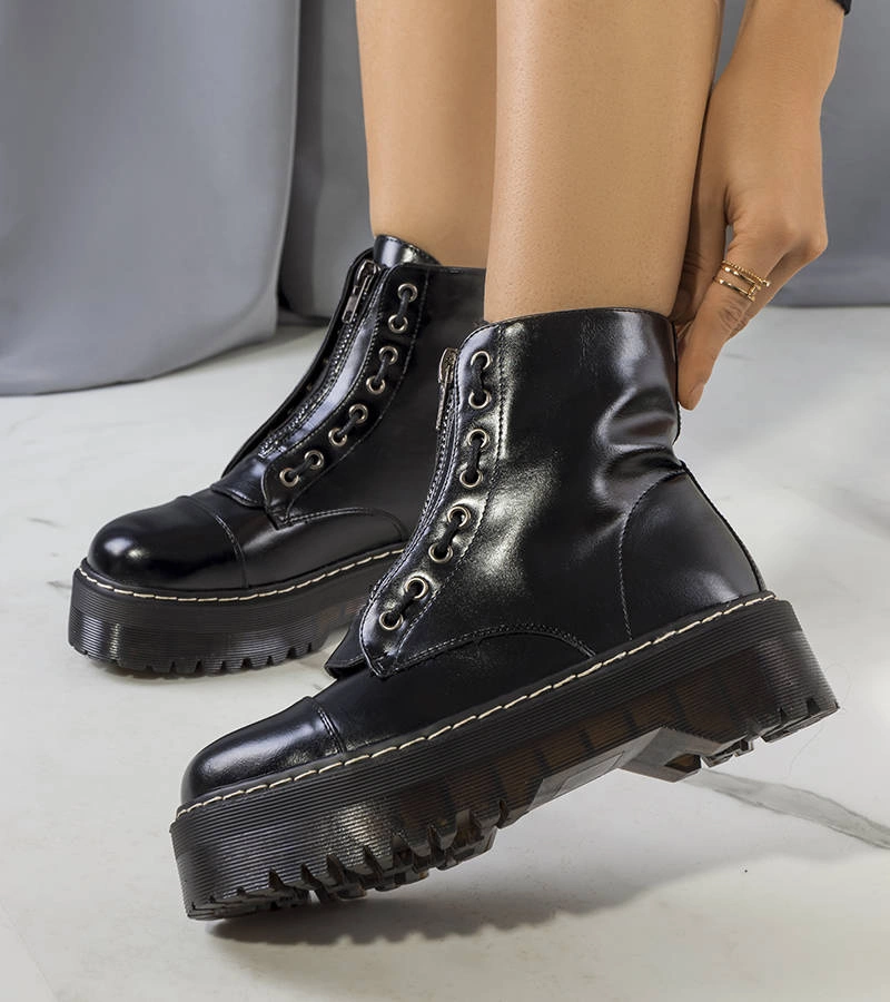 Cizme negre cu platformă Kenti