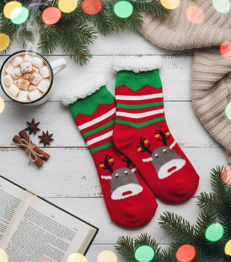 Șosete izolate roșii cu Challi renul