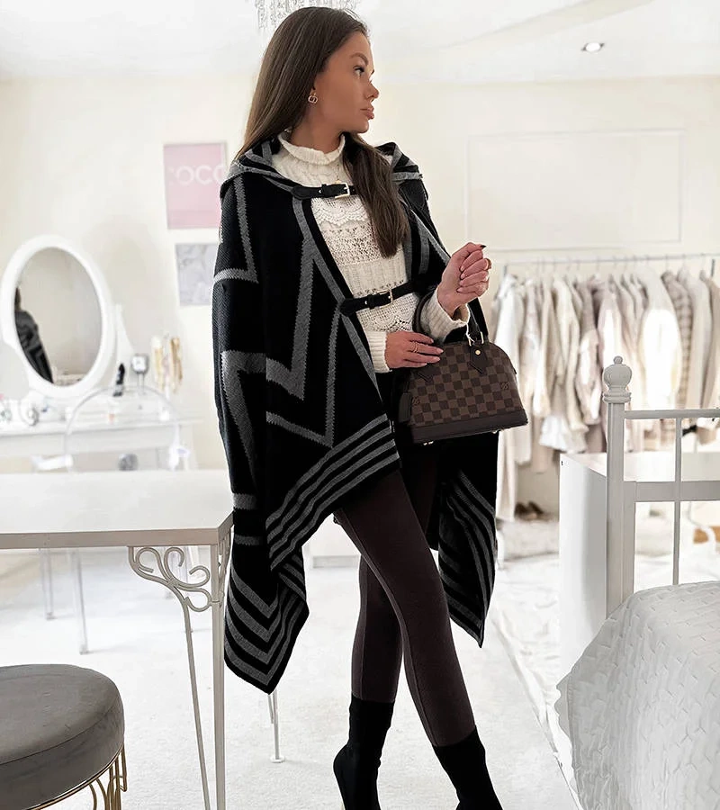 Hanorac cu glugă cu glugă gri închis Leyla