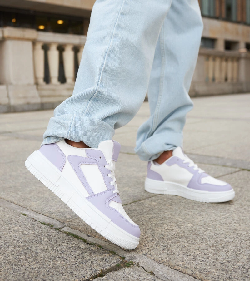 Sneakersi clasici albi-violet Linneo