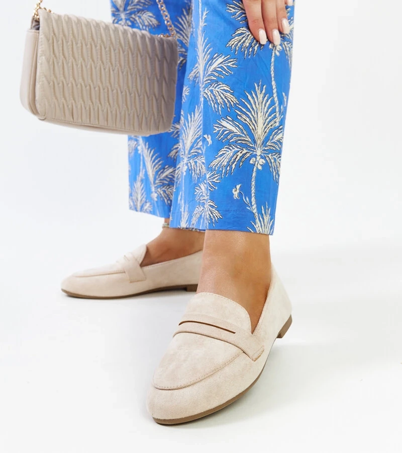 Mocasini bej deschis din ecosuede Hennie