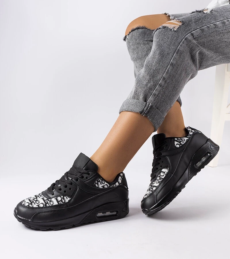 Adidași negri cu inserție modelată Brattiro