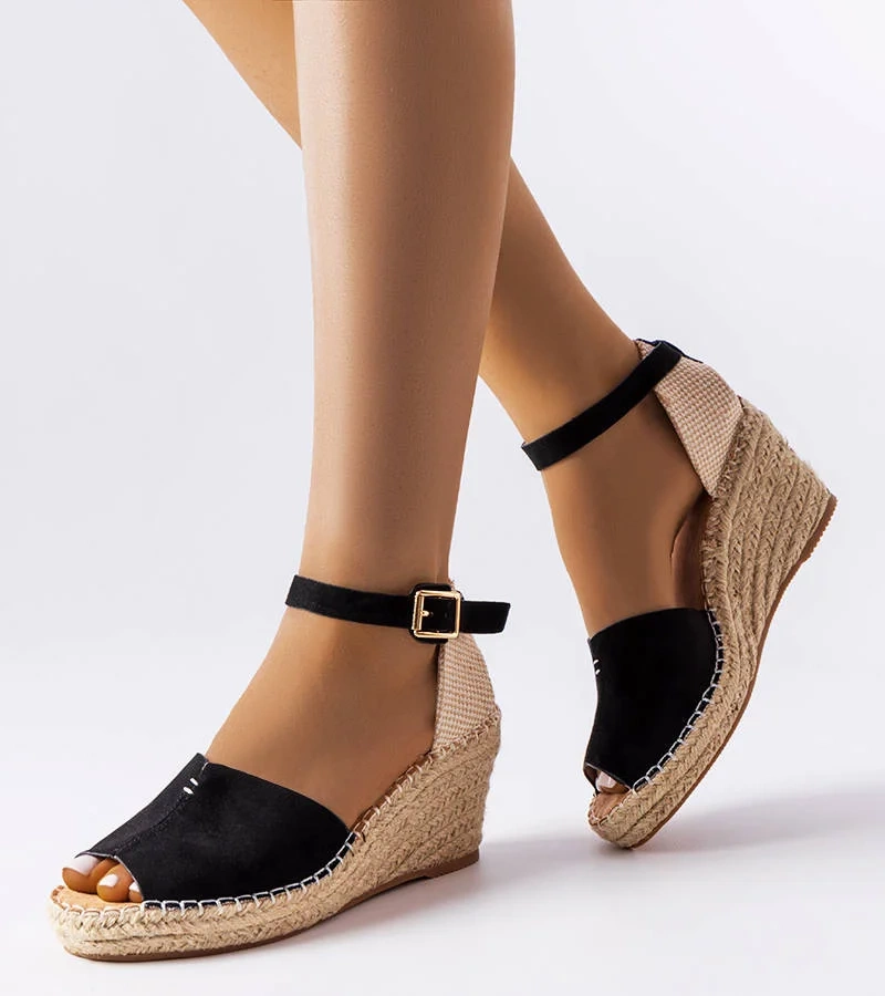 Espadrile negre pe platforme Lauderdale